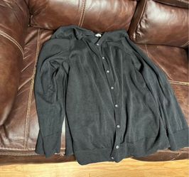 Black Button-Up Knit Cardigan Sweater