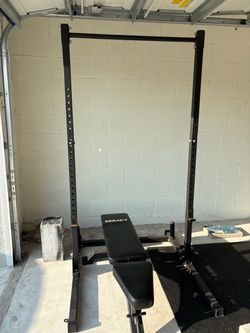 Squat rack, Dip bars, adjustable bench