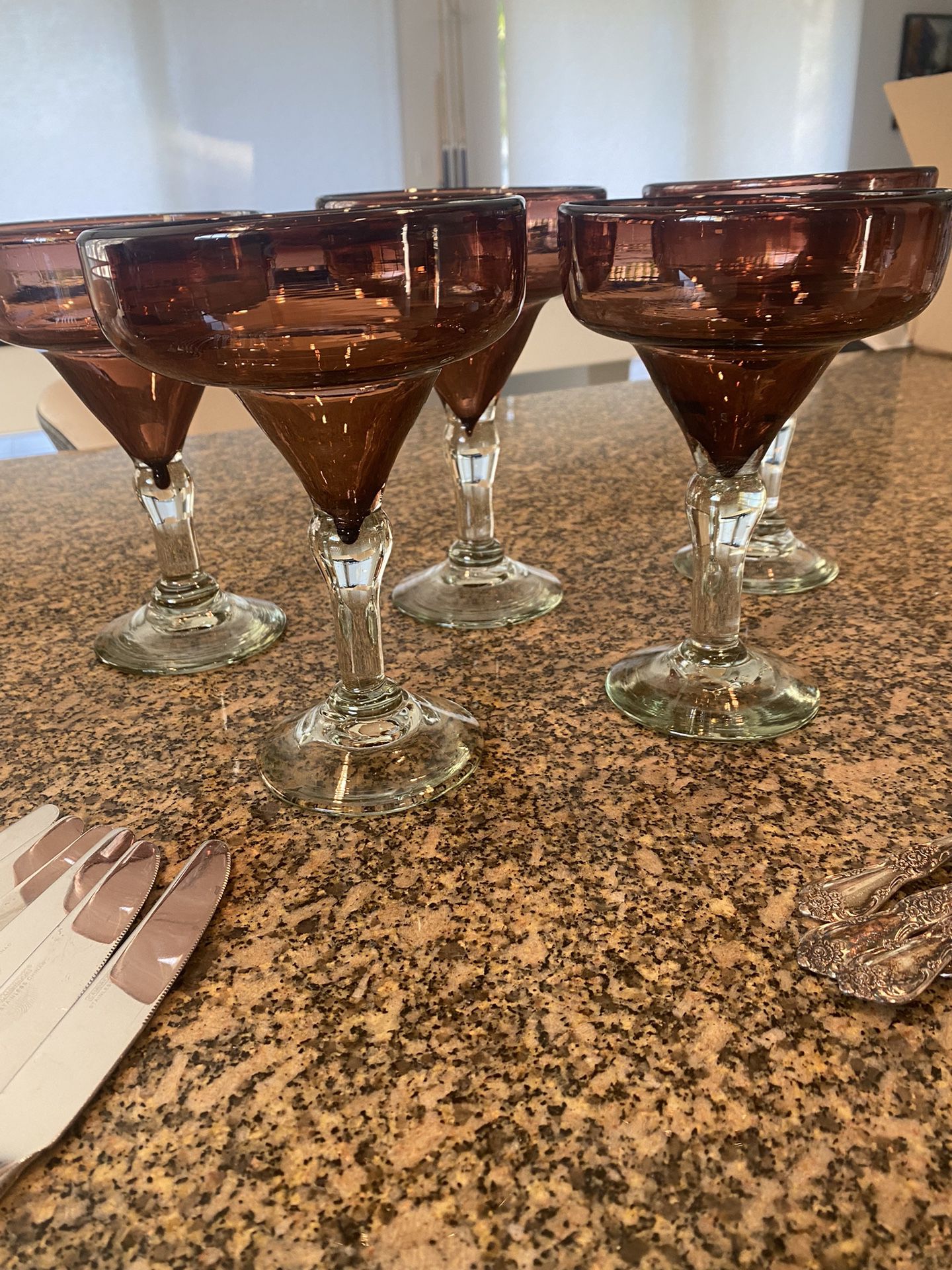 Set Of 5 Margarita Glasses Mauve