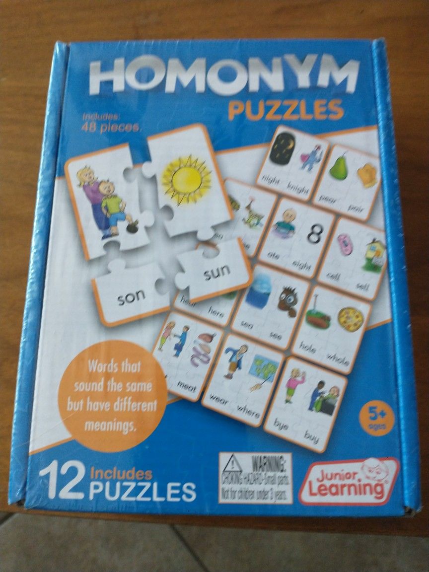 48 piece homonym word game teaching/educational puzzle