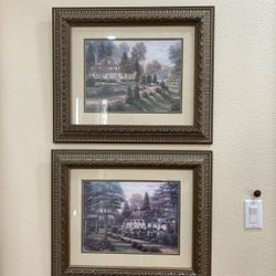 Beautiful Traditional Framed Thomas Kincade Style Art 26 X 22