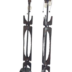 Mid -Century BRUTALIST metal Lamps -  $1800 Pair