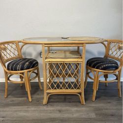 boho Bamboo rattan wicker honeymoon dining table 