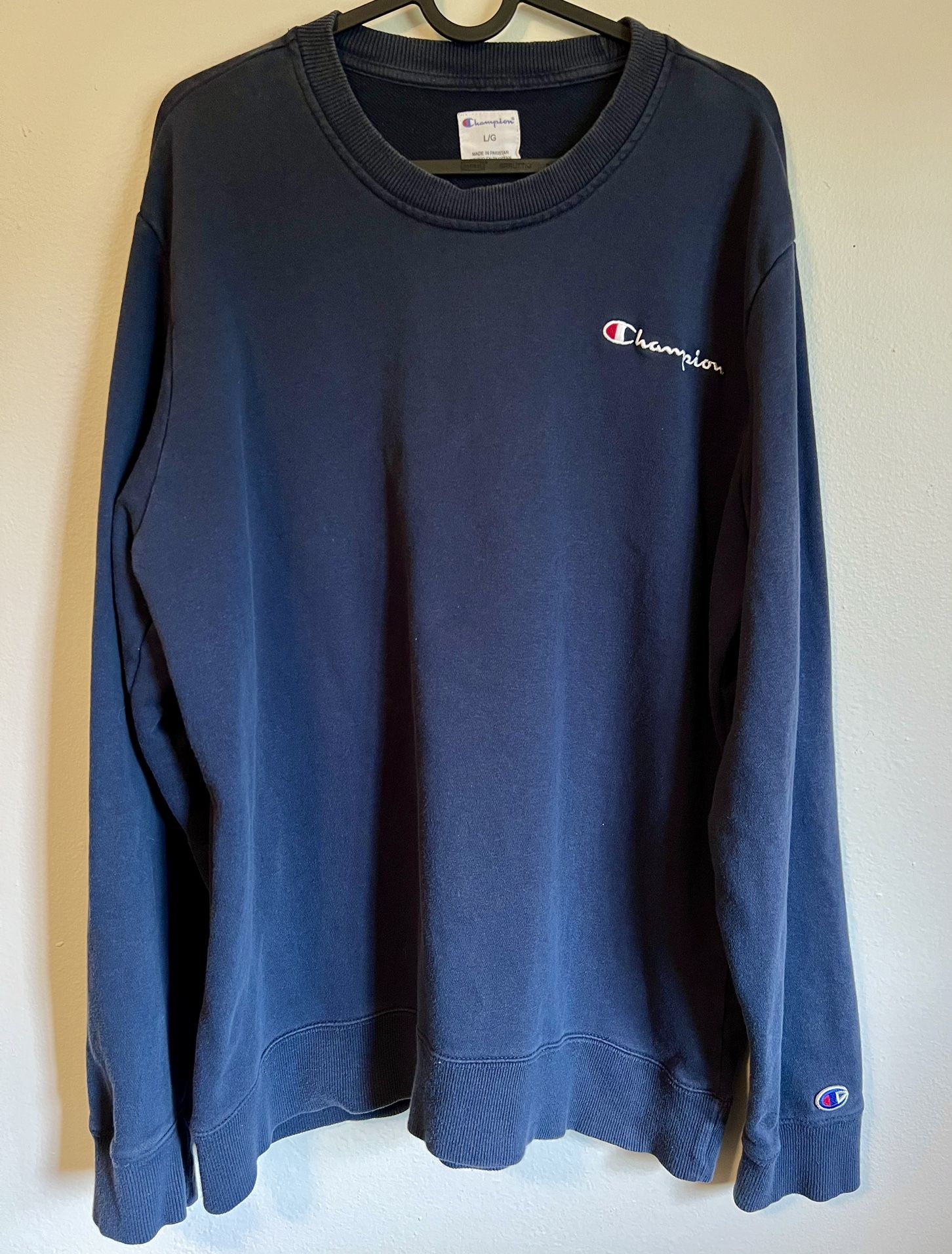 Vintage Champion L Crewneck Sweatshirt Simple Blank Navy Blue Men’s Large