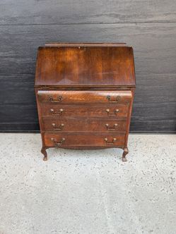 Antique Secretary Desk with Drawers and Removable Insert Vintage