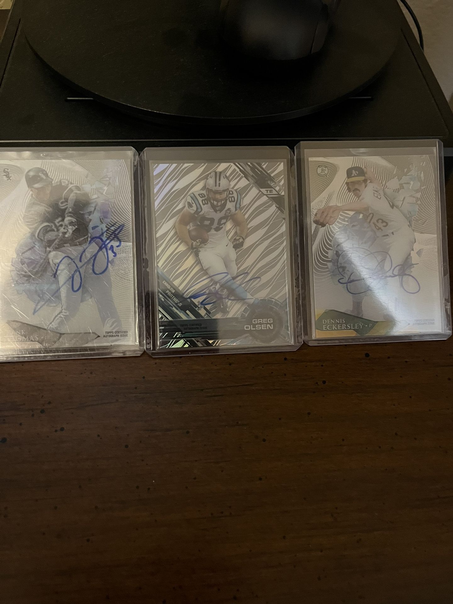Frank Thomas Dennis Eckersley Greg Olsen Signed Topps High Tek