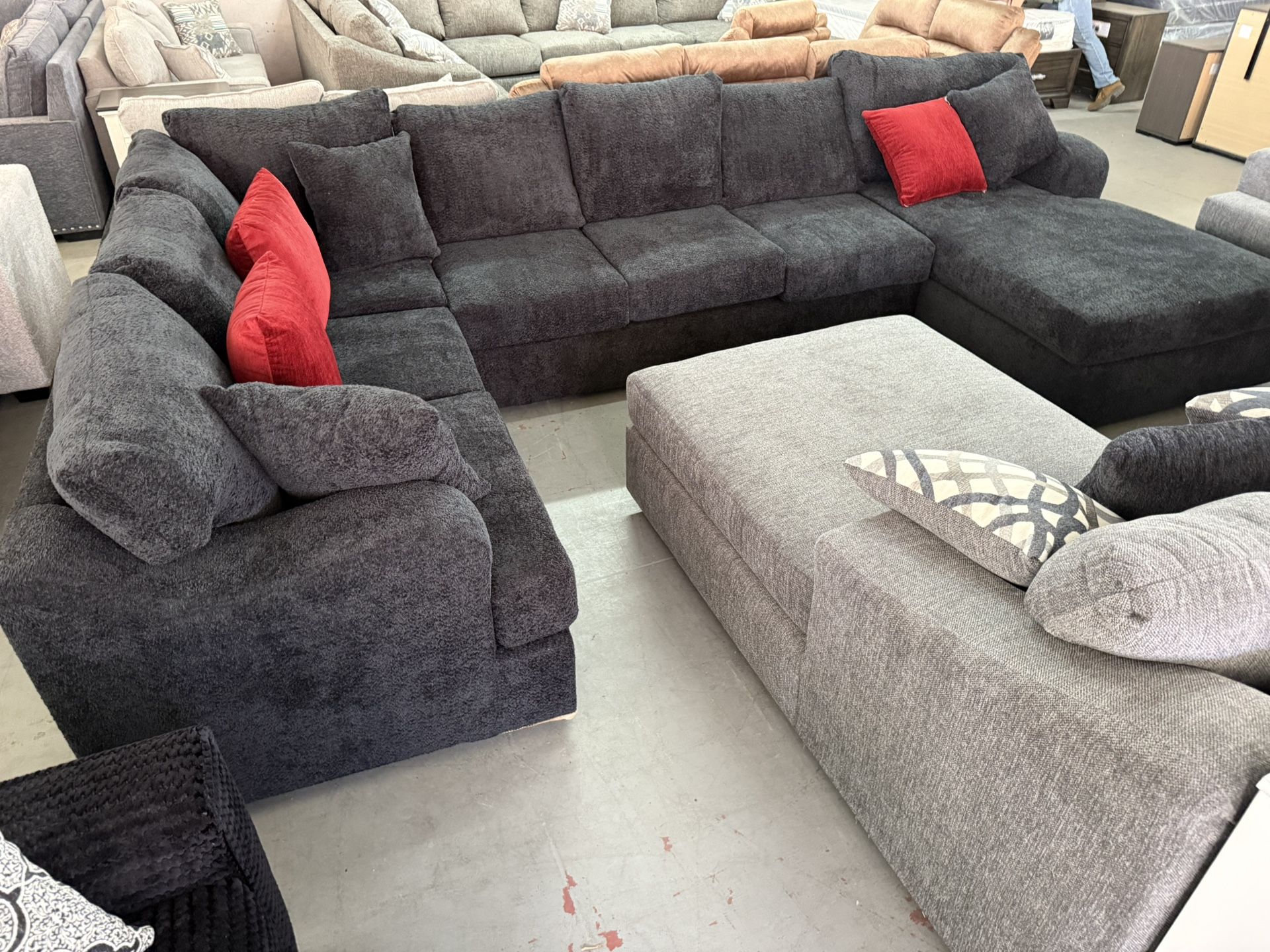 NEW BLACK U SHAPED SECTIONAL AMERICAN MADE HEAVY DUTY GREAT QUALITY