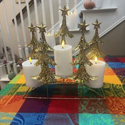 Gold Glitter Holiday Candle Holder (Christmas)