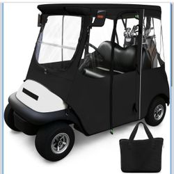 Golf Cart Deluxe Driving Enclosure 2 Passenger Fits Club Car Precedent 2004-Up, Tempo & Onward 2017-Up, Fits Short Roof 42.6" W and 59.9" L, Clear Win