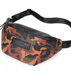 Unisex Belt Bag Cross Body Fanny Pack Burgundy Camouflage