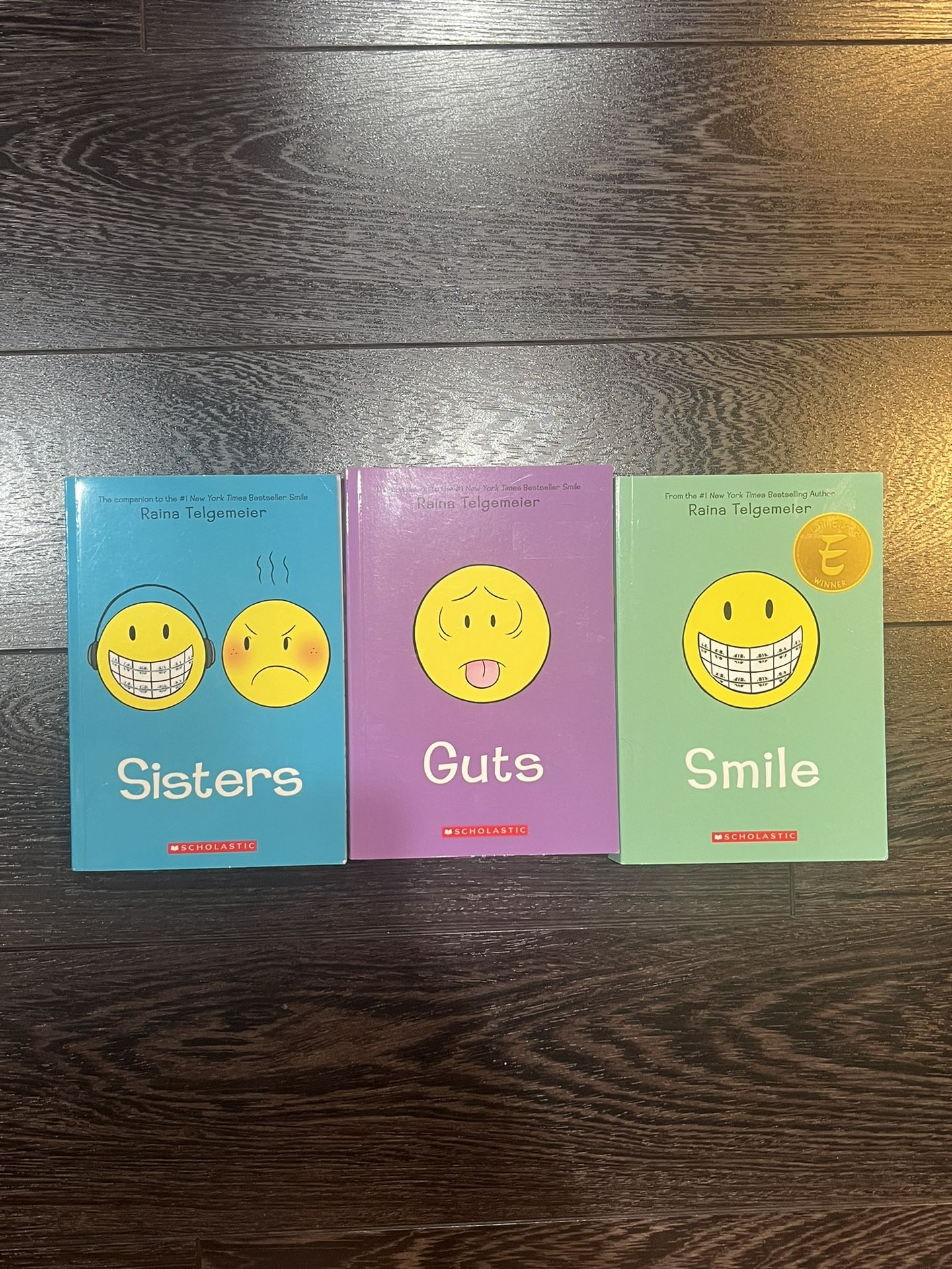 Lot of 3 Graphix Books by Raina Telgemeier ~ Sisters, Guts, Smile,