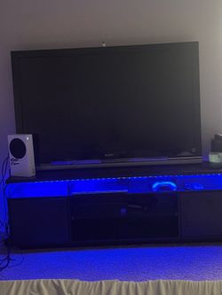 55 inch  Sony tv  and tv stand with led lights