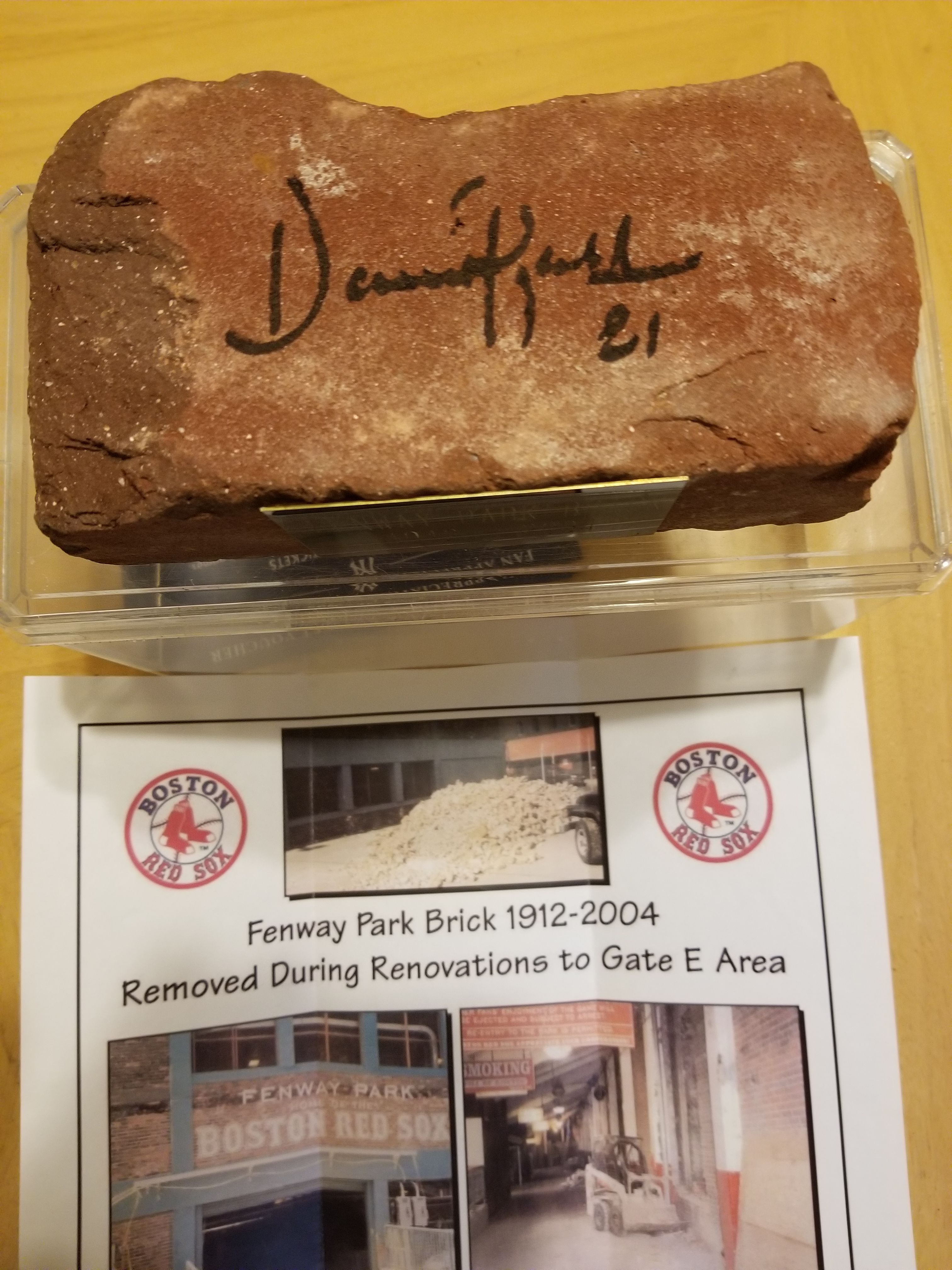 SIGNED DAVE ROBERTS FENWAY PARK BRICK W/TICKET