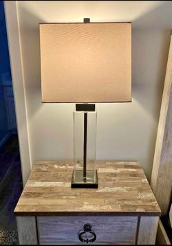 Set of 2 Matching Ashley Table Lamps – Modern Glass & Black Base