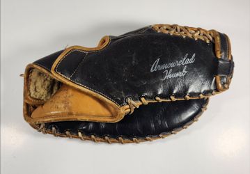 VINTAGE ARMOURCLAD COOPER WEEKS BLACK LEATHER FIRST BASE MITT MODEL 277