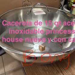 Cacerola De 15 Qt Acero Inoxidable 👉 princess house todo nuevo y con caja 📦