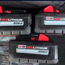 New M18 Milwaukee 8.0  High Output Batteries $150 Each Cada Una 