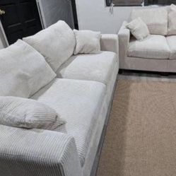 New Corduroy Couch And Love Seat Set/ Free Delivery 