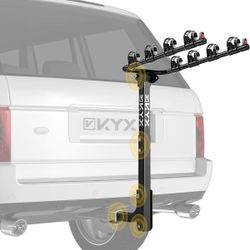 KYX 4 Bike Car Hitch Rack - Bicycle Racks Mount Carrier with 2 in. Hitch, 143LBS Capacity Steel Frame with Foldable Arms and Tilt-Away Modes, Easy Ass