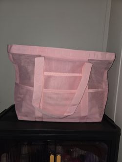Pink Mesh Tote Bag with Side Pockets