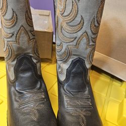 Boys Youth Western Boots Size 7 With Hat