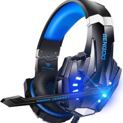 new Stereo Gaming Headset for PS4 PC Xbox One PS5 Controller, Noise Cancelling Over Ear Headphones with Mic, LED Light, 7.1 Surround Sound, Soft Memor