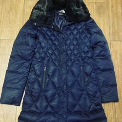 The North Face Women's Blue Parka with Black fur