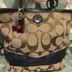 Coach Brown And Tan Signature Tote Bag 