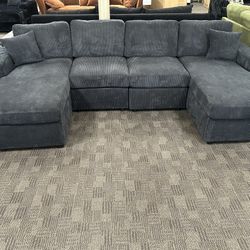 Double Chaise Black Sectional 