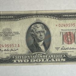 Star ⭐️ Note 1953 $2 - red seal - lightly circulated