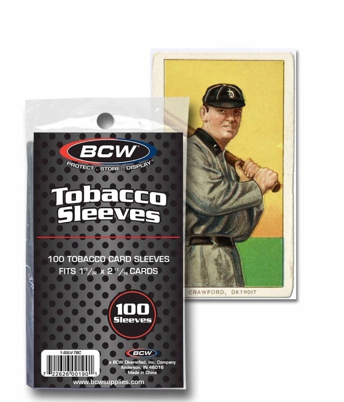 BCW Supplies Tobacco Card Sleeves 1-SSLV-TBC, 1 15/32”x2 11/16” cards, 100 Count
