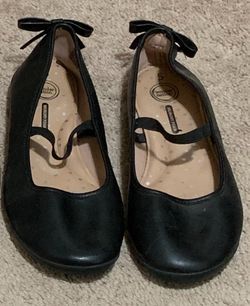 Wonder Nation Black Ballet Flats Girls 3.5 / Women’s 5 (Bow on Heel)