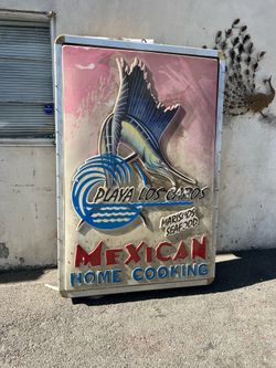 Sign Mexican food Los Cabo's seafood sign very large