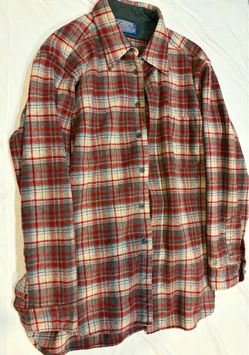 Vintage Pendleton Wool Plaid Button Down Long Sleeve Shirt Men’s L Red