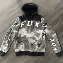 Vtg Fox Racing Hoodie Mens S Black Gray Tri Tone Camo Sweater Y2K