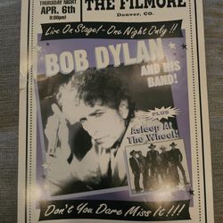 Bob Dylan And Asleep At The Wheel Original Concert Poster,  Denver April 6th, 2000