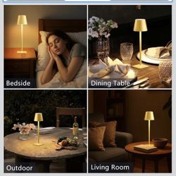Pack Gold Rechargeable Table Lamps,Cordless Lamp/lampara Recargable  