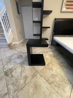 Modern Black Nightstand on Wheels