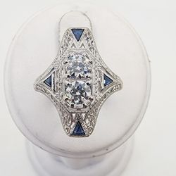 14k gold victorian style ring with 0.75ctw VS E old european cut lab diamonds