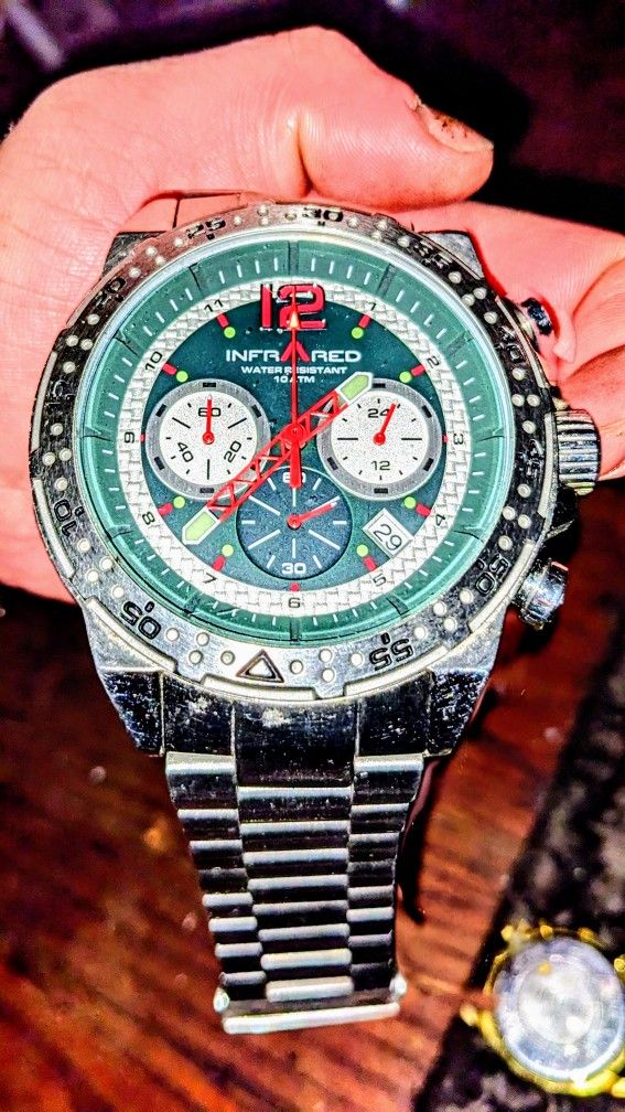 Infrared Wrist Watch Olive And Red