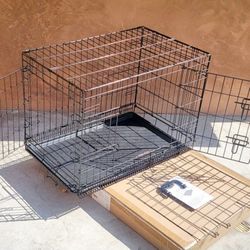 New In Box Med'lrg Dog Crate 2 Doors With Tray Foldable Portable Dog Cat Cage Animal Kennel
