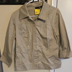 Jacket Brown Khaki lightweight Size Small  Mint Condition
