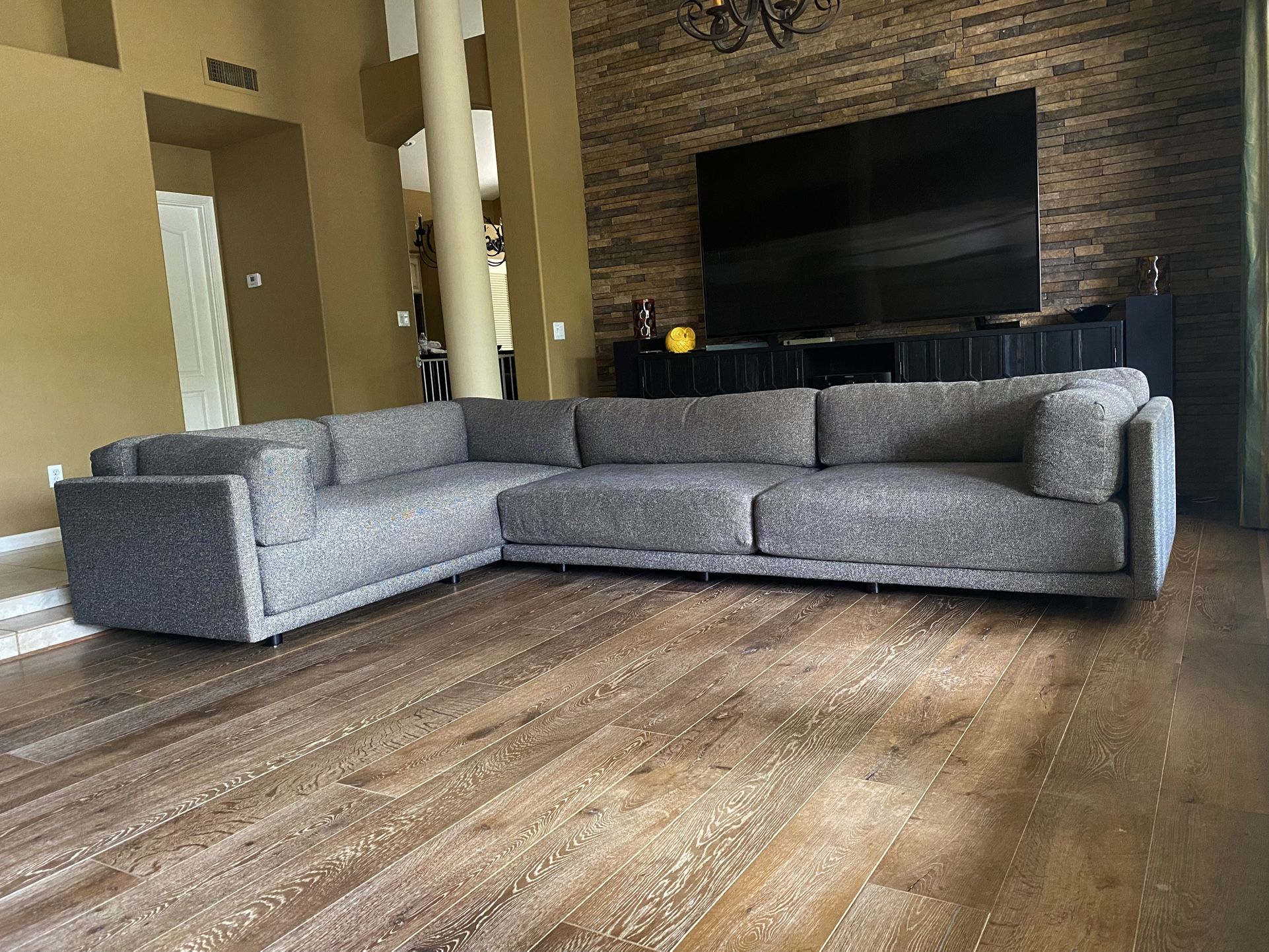 Blu Dot Sunday L Sectional Sofa Designer Modern Low Couch Down Feather