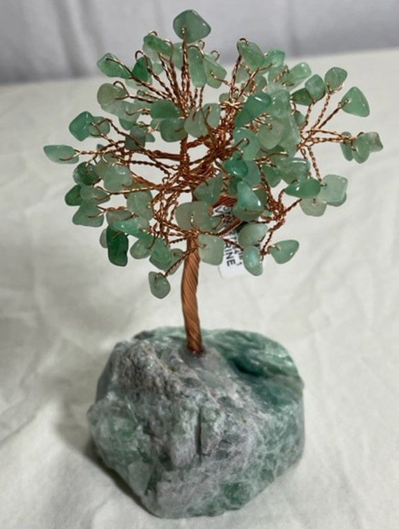 New, Price Firm , Aventurine Natural Gemstone Tree of Life with Fluorite Base
