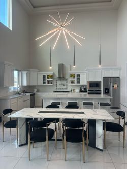 Dining table set 6 chairs black gold white kitchen furniture Mother’s Day house home modern