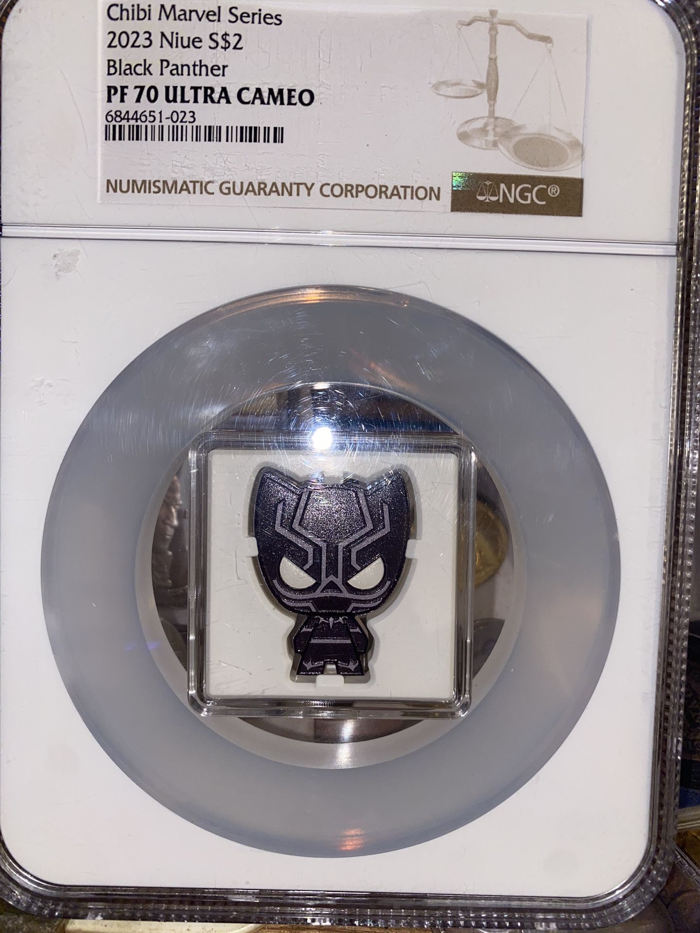2023 Niue Marvel Black Panther 1oz Silver Proof Chibi Coin NGC 70 FR