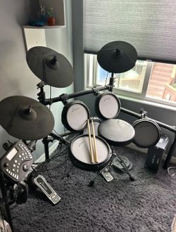 Silent electric drum-set (drumsticks and stool)