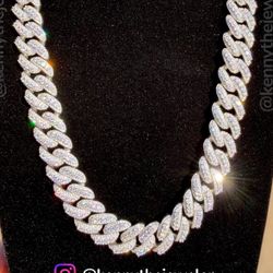  Miami Cuban Link Chain VVS Necklace Iced out