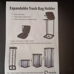 Expandable Trash Bag Holder. NEW W/Tags. Picnic. Patio. Camping. Recycling. BBQ. Party. 