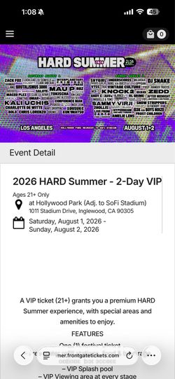 2 Day VIP Hard summer 2026